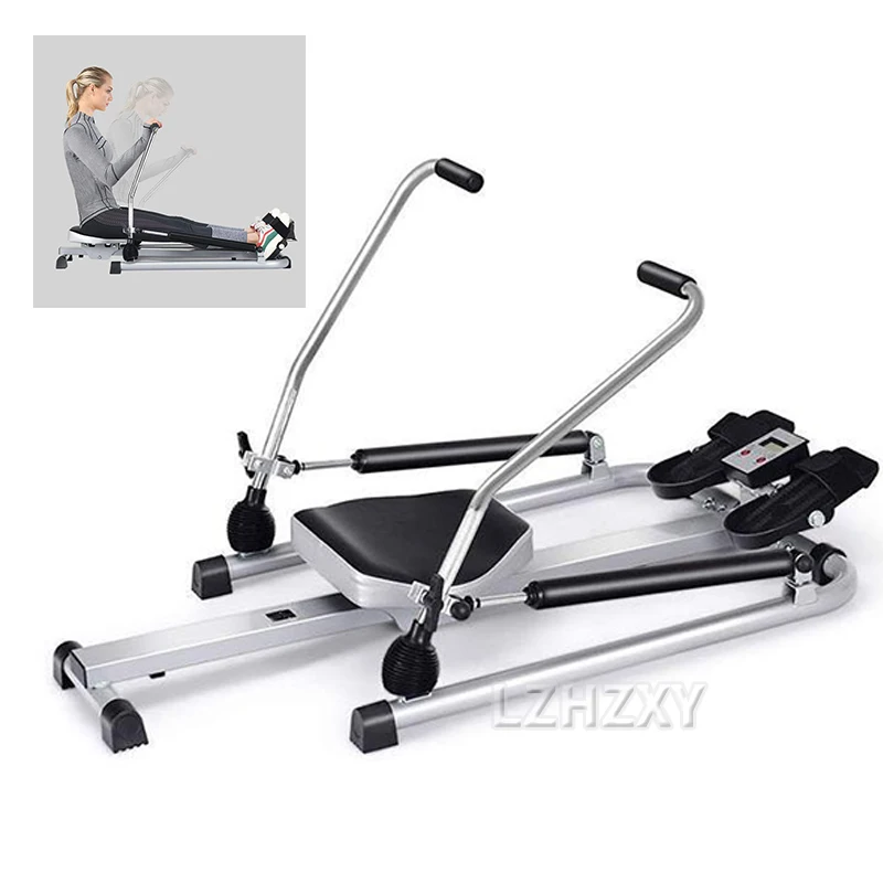 Household Folding Mute Single and Double Poles Hydraulic Rowing Machine Rowing Machine Trainer Home Fitness Exercise Equipment