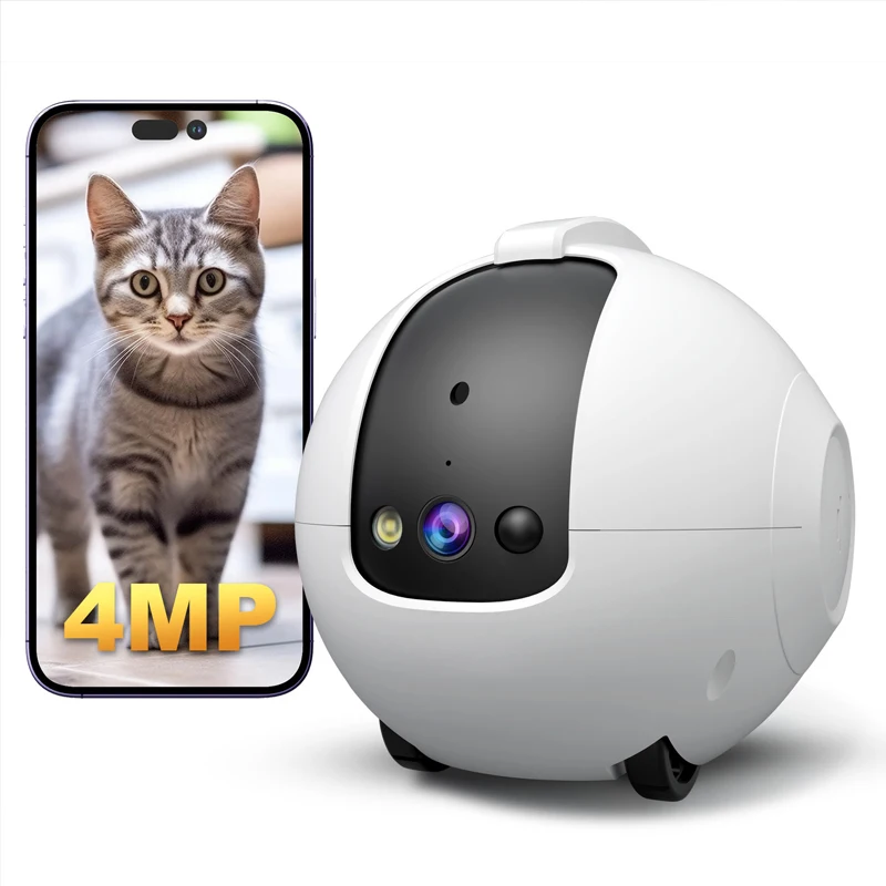 Mobile Robot Camera Pet Surveillance Cameras 4MP HD PTZ IP Security Surveillance Cam Motion Detection For Dog/Cat/Baby/Elderly