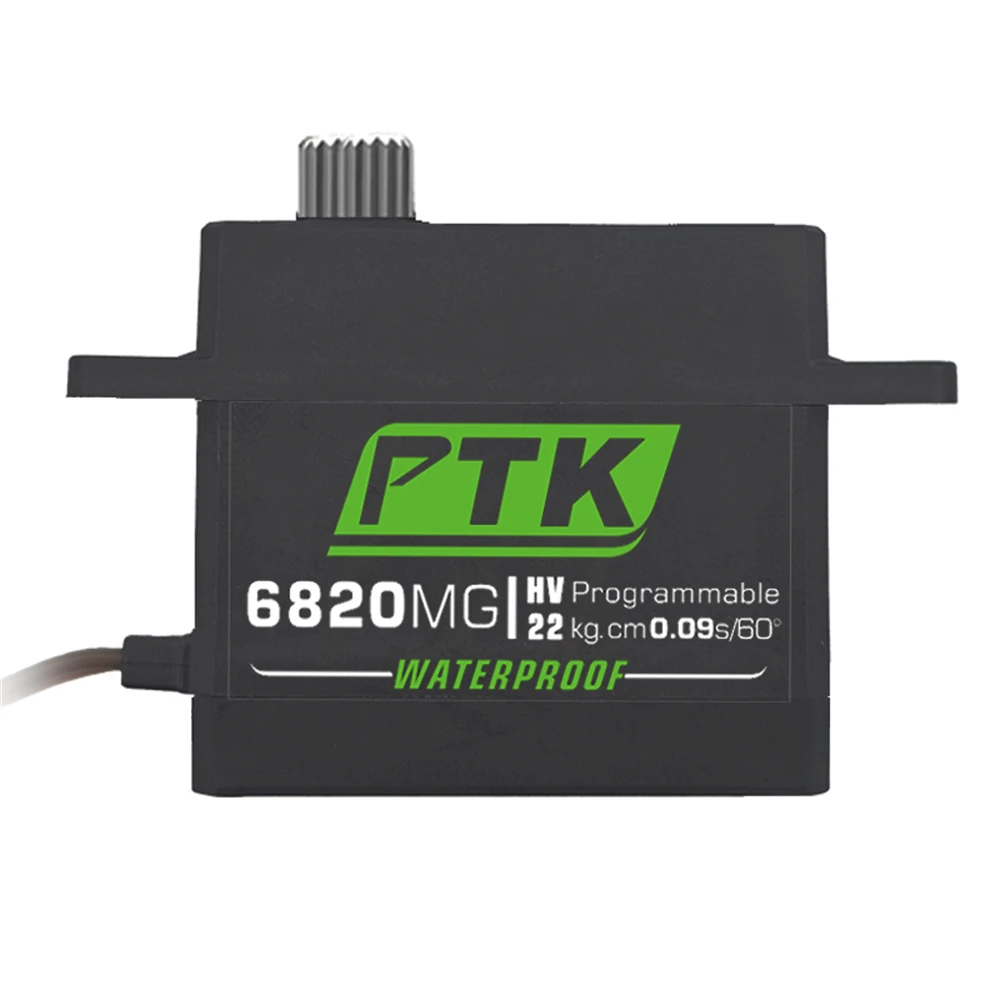PTK 6820 MG 20kg Coppia elevata 180 °   Servo RC impermeabile digitale in metallo con ingranaggi in acciaio inossidabile per auto e velivoli ad ala fissa robot M