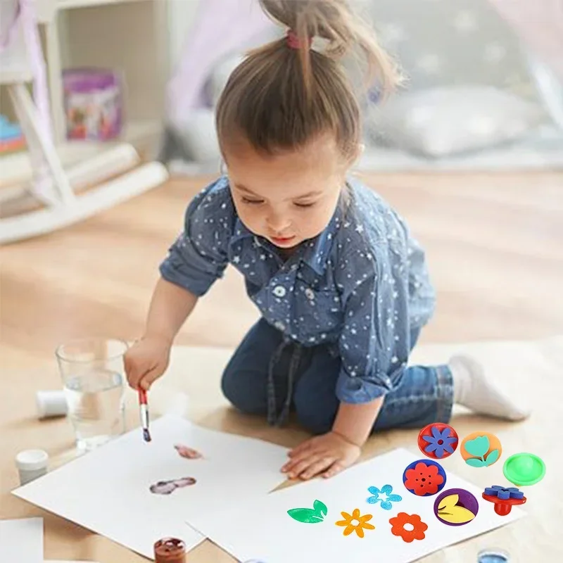 Foam Stamps for Painting Flower Paint Sponge Seals Art Craft Drawing Tools Kids Early Education DIY Art Craft Creativity Tools
