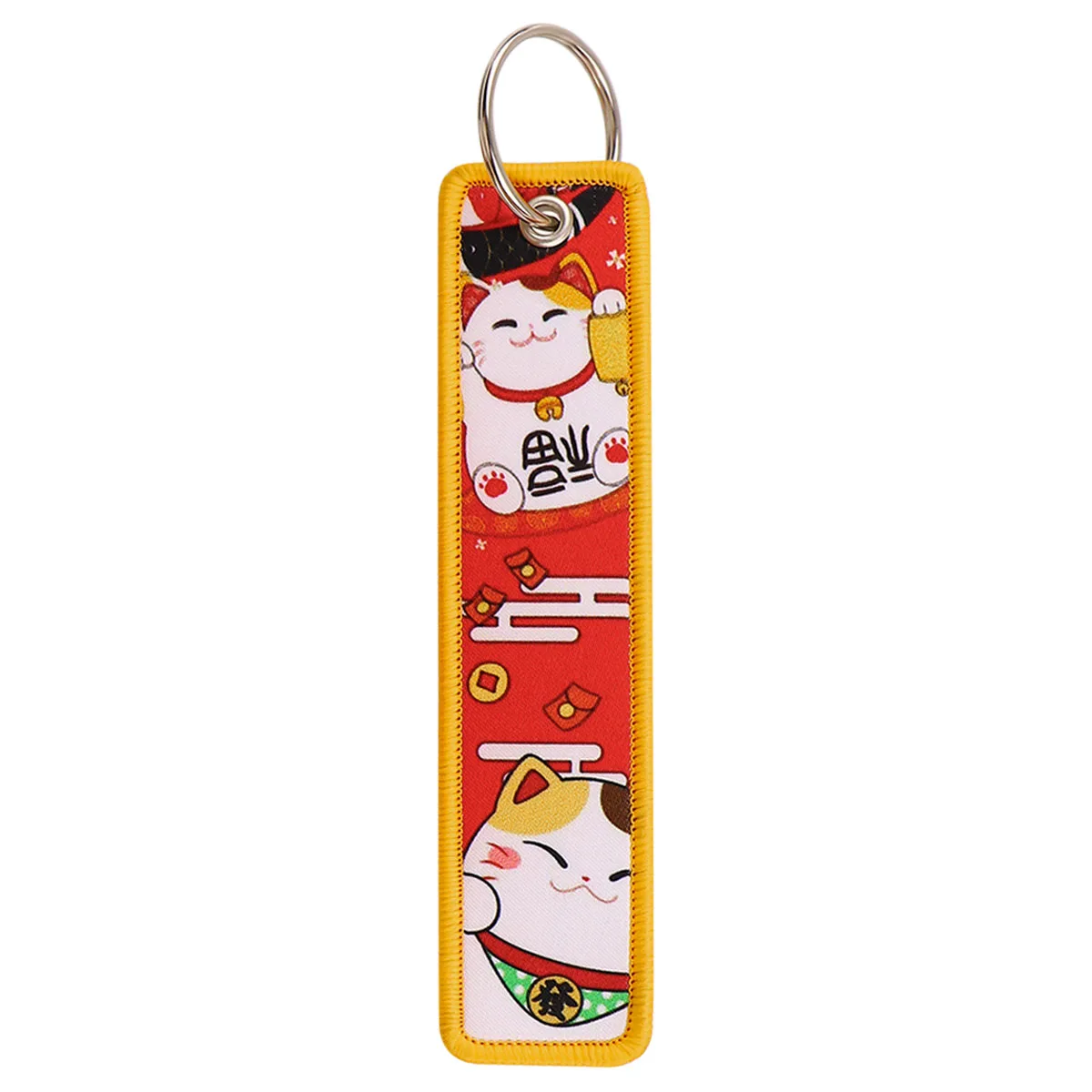 Lucky Cat Embroidery Key Fobs Fortune Cat Key Tag Cartoon Keychains Chaveiro Accessories Key ring Holder For Backpack Pendant