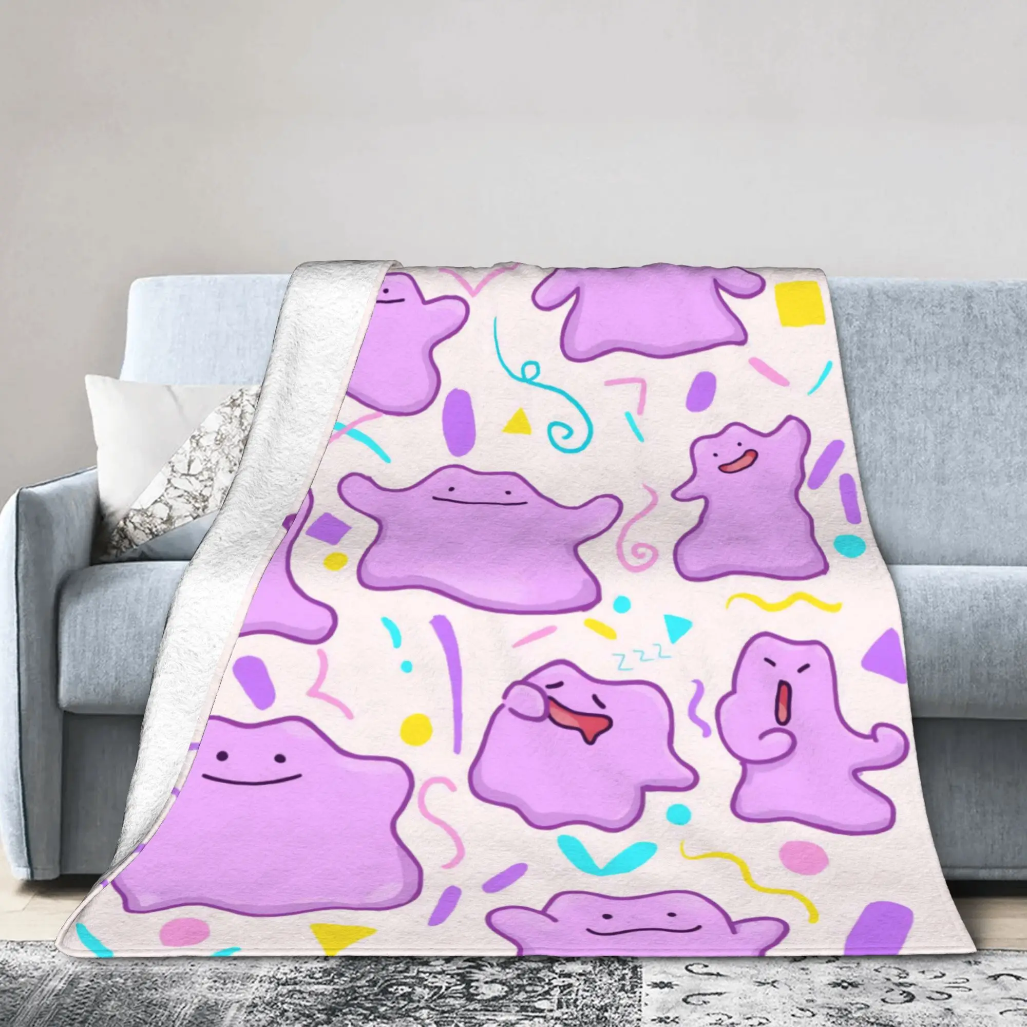 Dittoes Transform Purple blob Knitted Blanket Imposter Cartoon Flannel Bedding Throw Blanket Portable Decoration Multifunction
