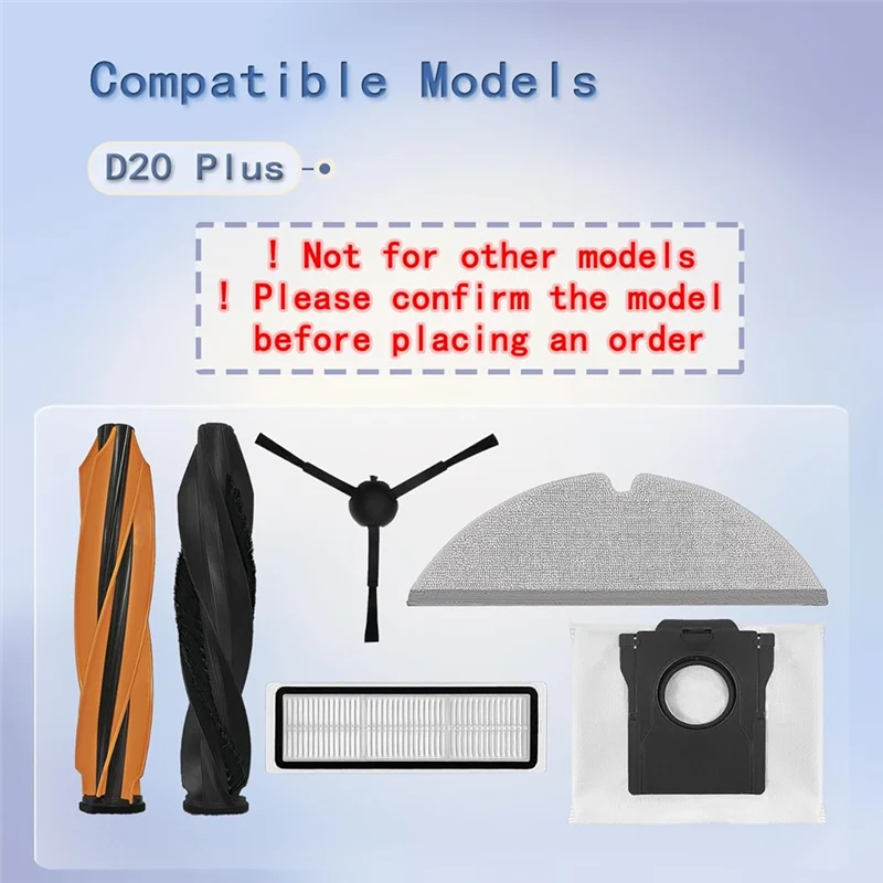 A44T Main Side Brushes Filters Mop Cloths Dust Bags For Dreame D20 Plus Replacement Accessories Kit Robot Vacuum