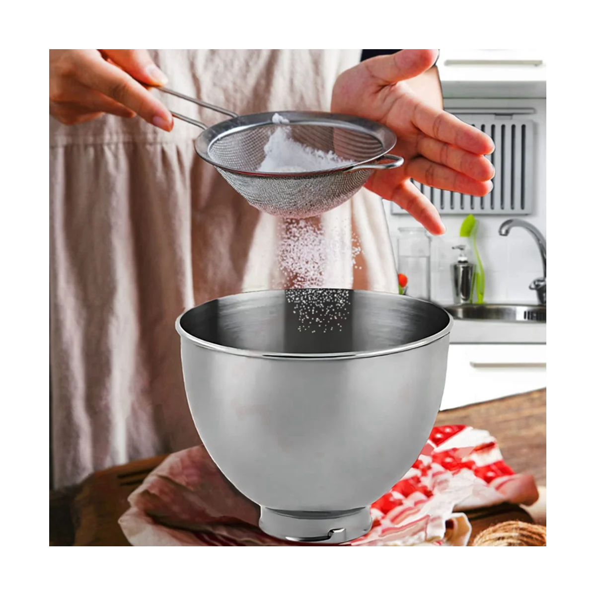 For KitchenAid Classic&Artisan Series 4.5QT/5QT Mixer 304 Bowl Stainless Steel Mixer Bowl Dishwasher Safe