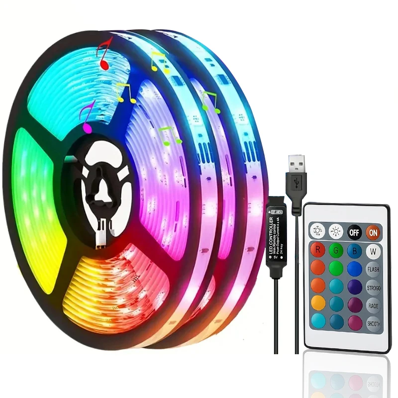 1M-20M Led Strip Lights with 24 key Remote Control  RGB Tape Led Wall Room for Home Bedroom Party Decor TV Backlight