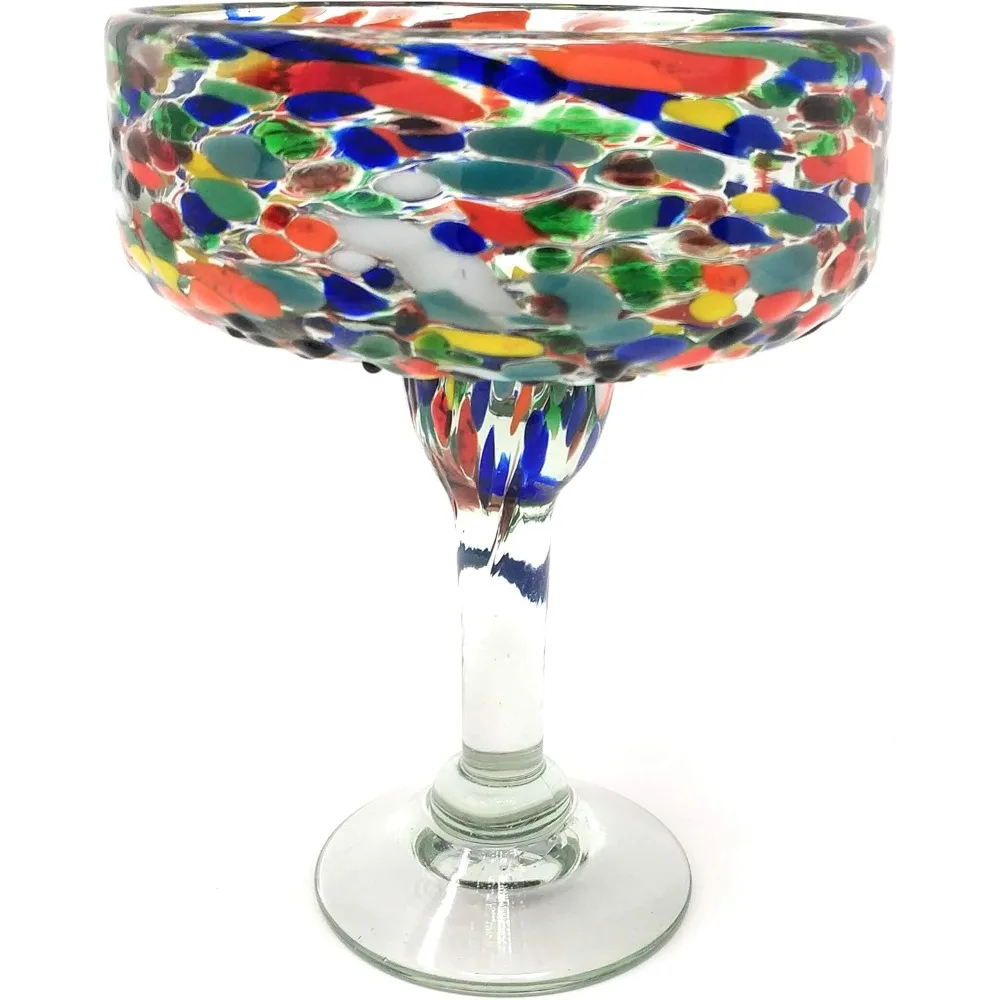 مجموعة نظارات مارغريتا المكسيكية المصنوعة يدويًا مكونة من 4 قطع بتصميم قصاصات، سعة 16 أونصة، مثالية للاحتفالات والحفلات