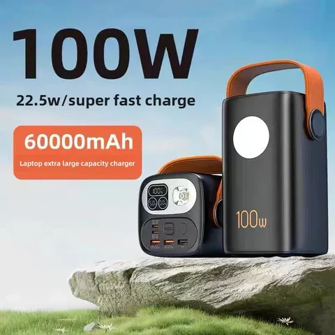 Power Bank 60000 мАч, 100 Вт, сверхбыстрая зарядка, зарядка большой емкости для ноутбука, флэш-зарядка BCAK, мобильный источник питания