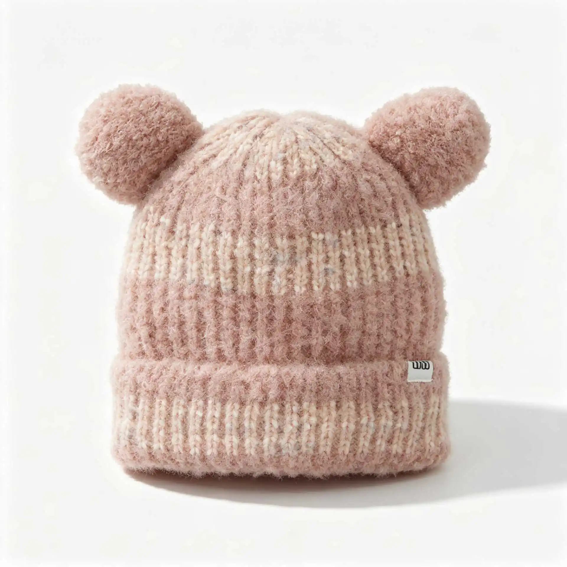 Women Korean Style Cute Bear Ear Knit Beanie, Autumn Winter Versatile Warm Slouch Hat, Big Head Friendly, Face‑flattering