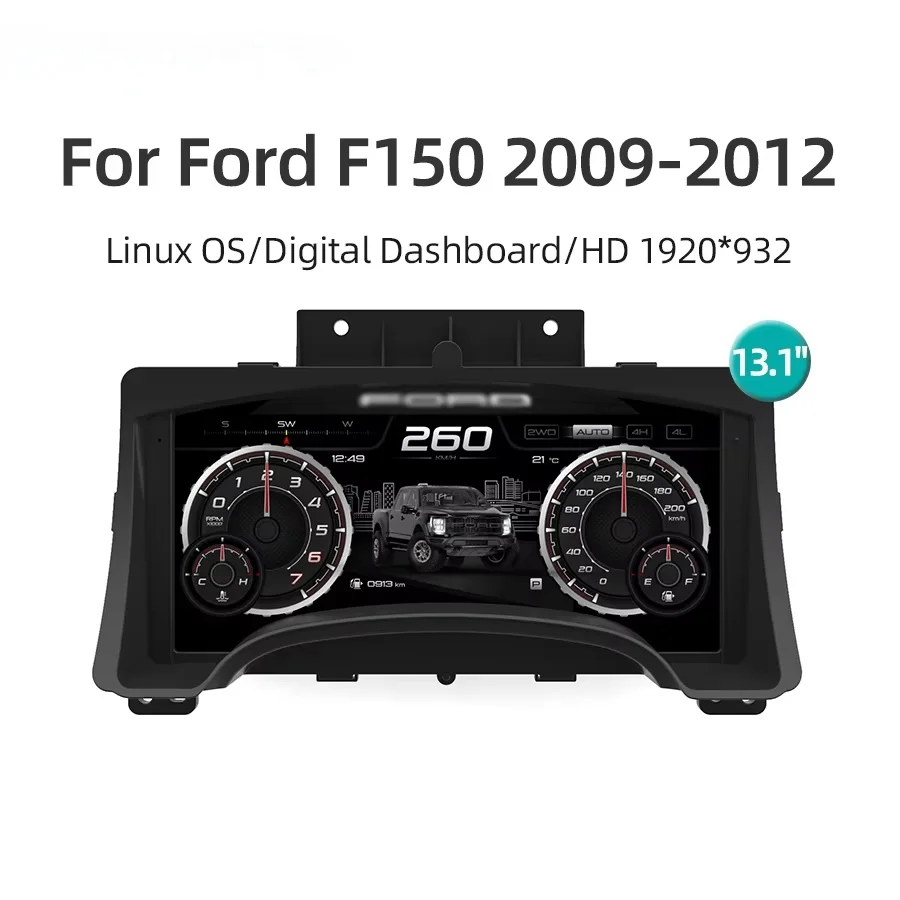 

（13.1Inch） Car Digital Cluster For Ford F150 Raptor 2009-2014 Upgrade LCD Screen Digital SpeedoMeter