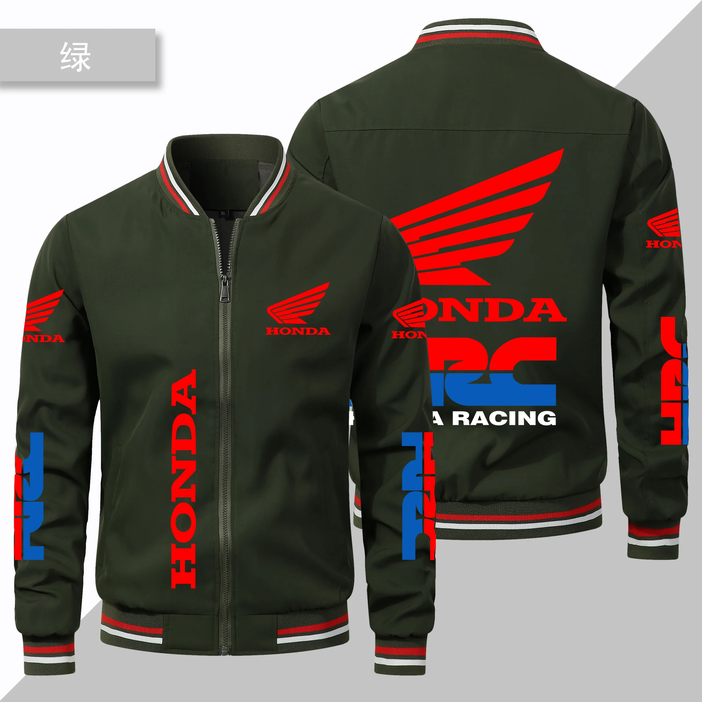 

Motorcycle Jacket Honda Red Wing HRC Printed Jacket Casual Harajuku Baseball Jacket Oversized Customized Honda Racing Team Wear