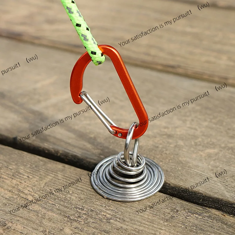 Outdoor camping octopus rope buckle camping deck nail stainless steel fixed tent rope buckle wooden board hook spring wind rope