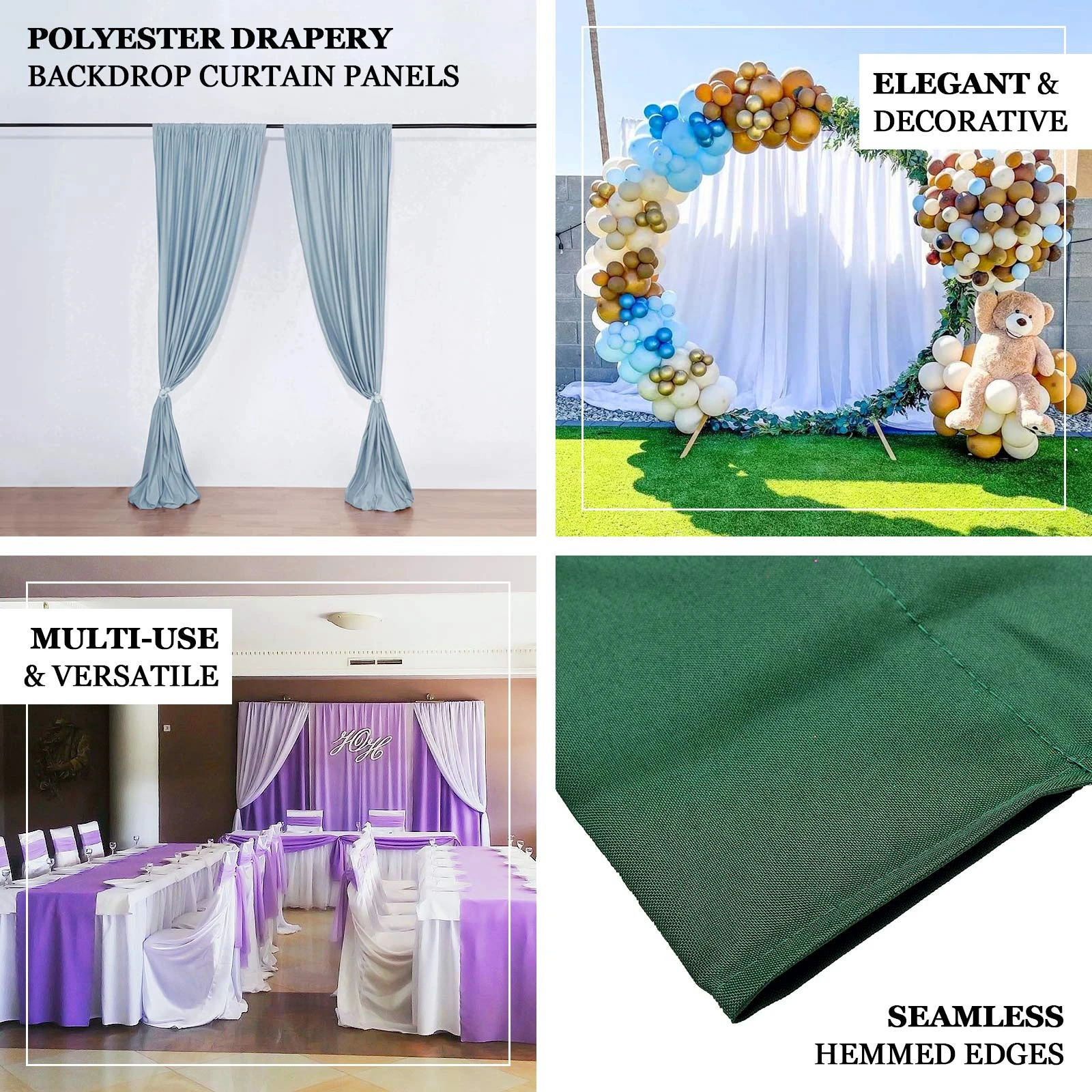 Seamless Panel Polyester Wedding Backdrop Curtain Stage Background Event Party Backdrops Decoration