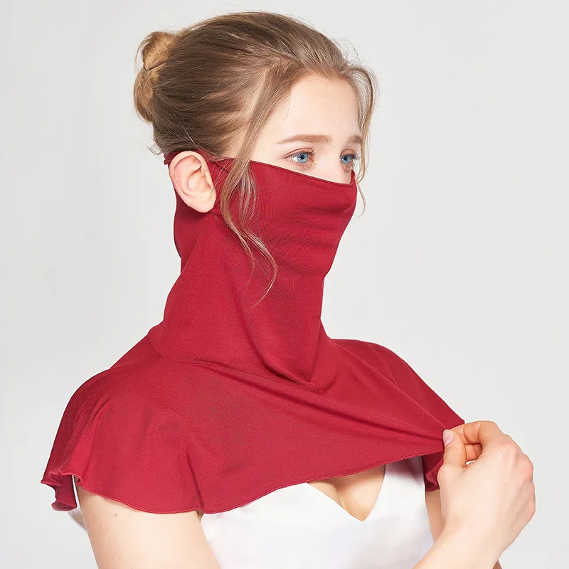 Winsleter-6,4% zijde 87,5% modaal zonnebrandmasker, nekbescherming voor dames Zonbescherming UV, cool gebreid nekmasker, zomer 2025, A57206CC