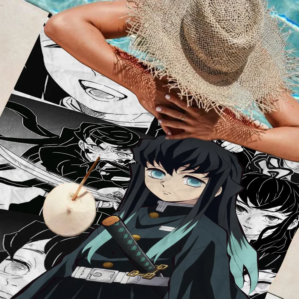 Muichiro Tokito อะนิเมะคลาสสิก Vintage การ์ตูนผ้าเช็ดตัวชายหาดน่ารัก Kawaii ตกแต่งห้องอาบน้ําเด็กผ้าเช็ดมือสําหรับห้องน้ํา