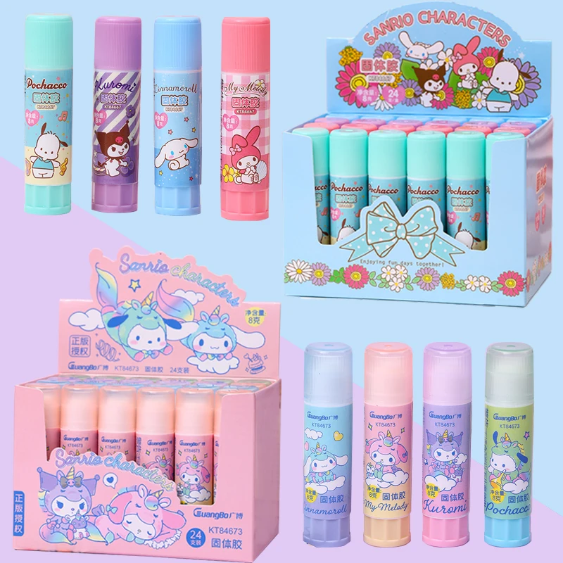 4/24pcs Sanrio Solid Glue Melody Kuromi Cinamonroll Super Strong Adhesives Glue Stick Student Office Stationery School Supplies