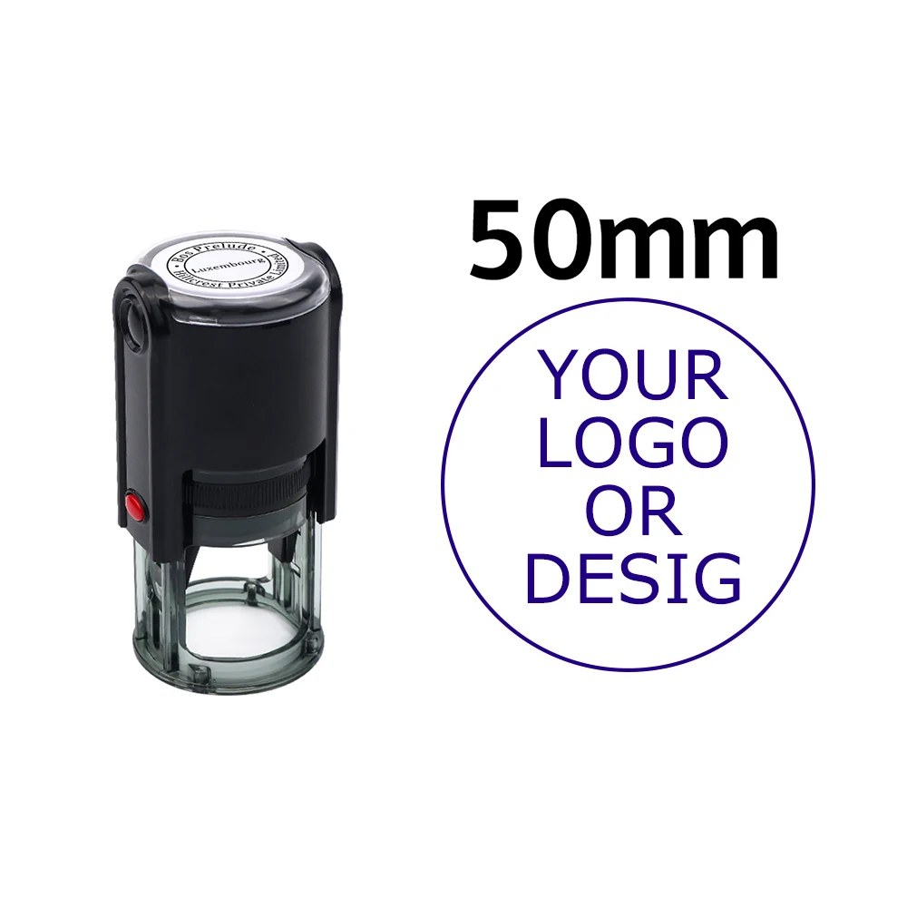 Benutzerdefinierter selbstfärbender Stempel 25/30/40/50 mm rundes Logo-Design P personalisierter Presstyp-Tintenstempel für Hochzeitseinladungsumschläge