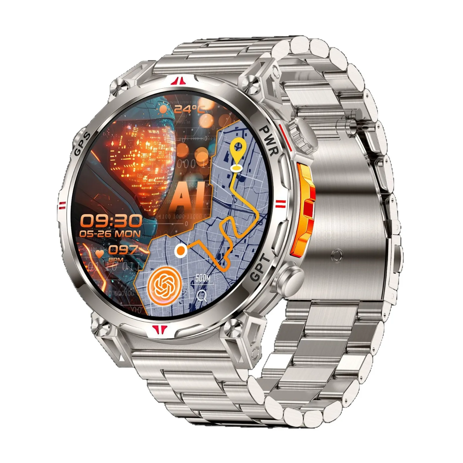 KC93 Outdoor Smart Watch - Bluetooth Call GPS Sports Track AMOLED Display