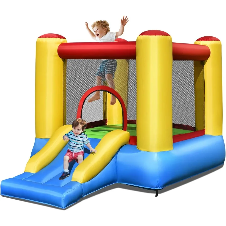 

Inflatable Bounce House Blow up Moon Bounce for w/Slide Giant Jumpy Area Stakes Carry Bag Toddler Indoor Outdoor Jumping Bouncy