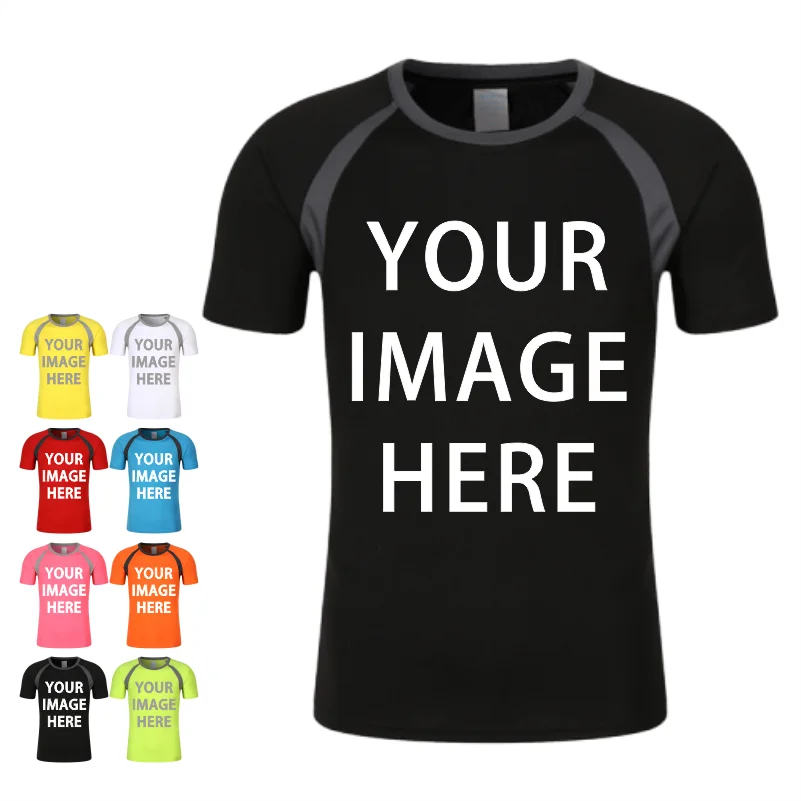 

Adult Color-blocked Crew Neck T-shirts Quick-Drying Breathable Lightweight Athletic Marathon Custom-Made Group Tops Men Women