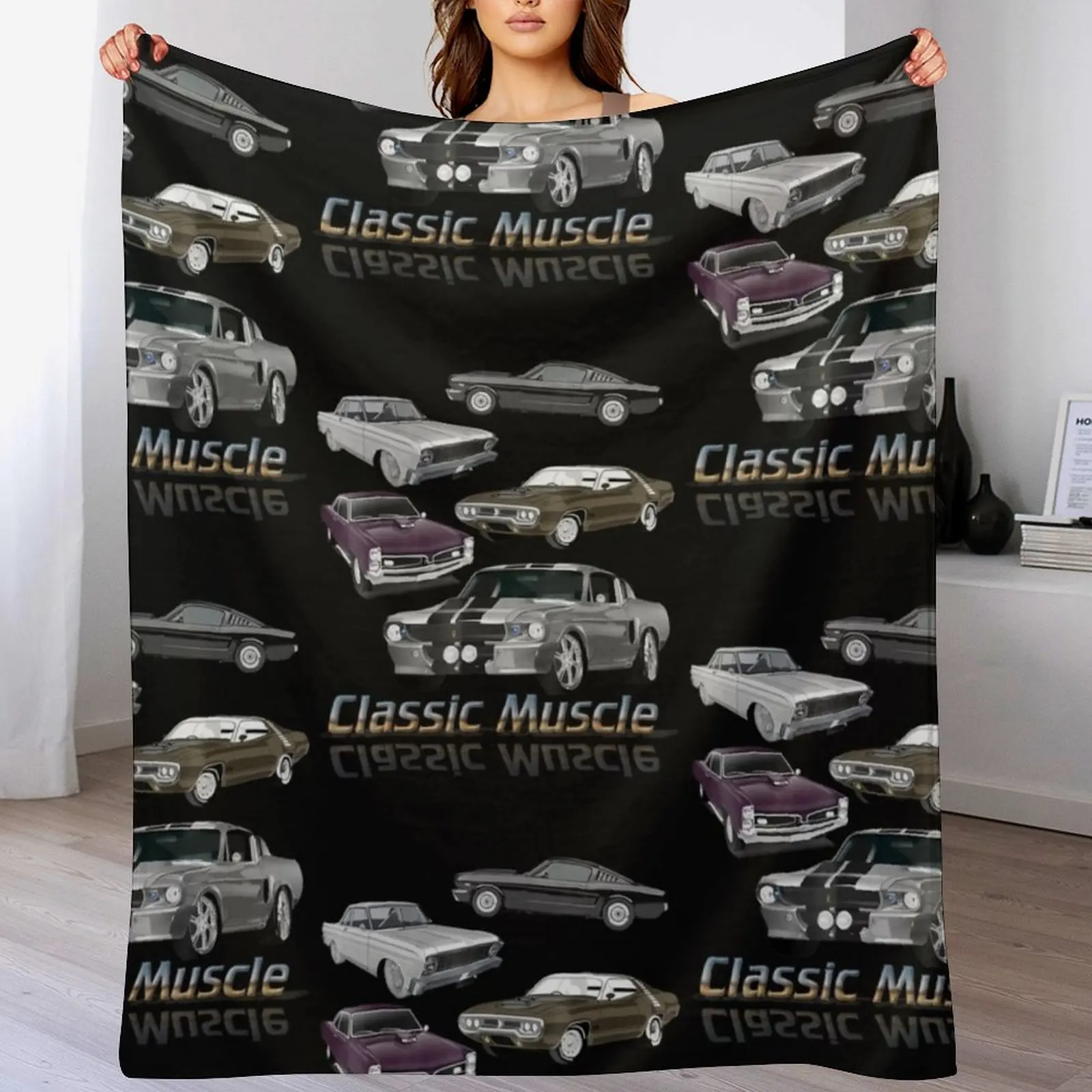 

Classic American Muscle Cars Vintage Gift Throw Blanket Weighted Luxury Throw Designers Summer Blankets