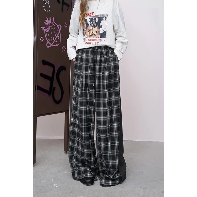 ELFSACK 2025 Autunno Nuovo Arrivo Casual Plaid Pantaloni a Gamba Larga Pantaloni da Salotto in Cotone Abbigliamento da Casa per Donna