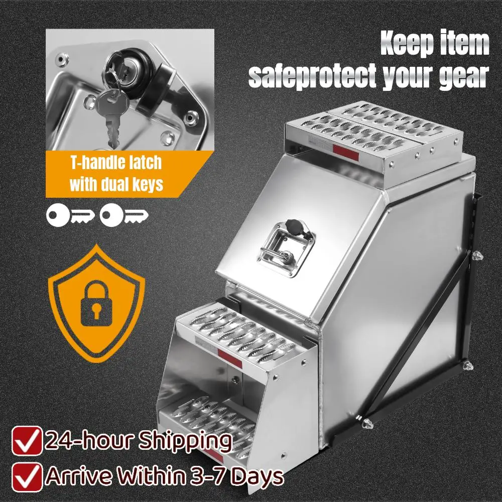 

12/18/23 Inch Aluminum Semi Trucks Mount Tool Box Frame Truck Box with T-Handle Latch Lock for Peterbilt Kenworth & More