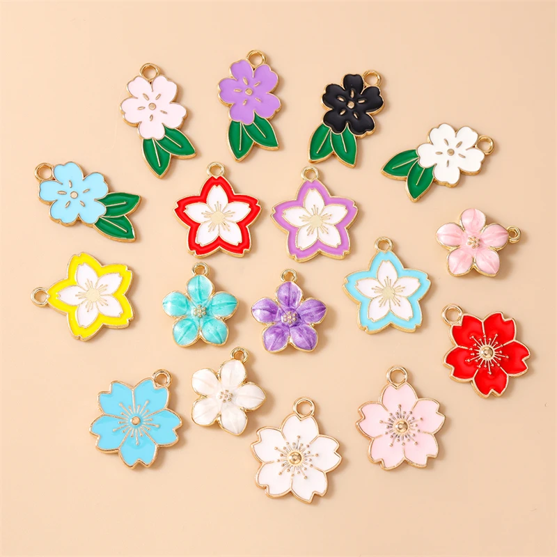 20 Stück niedliche, bunte Emaille-Blumenanhänger zum Basteln von Halsketten, Ohrringen, Armbändern, DIY-Bastelarbeiten und Schmuckzubehör ﻿ – Detail 1
