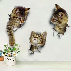 Papel tapiz extraíble autoadhesivo de gato bonito 3D para niños, sala de estar, dormitorio, pared de fondo, pegatina de baño