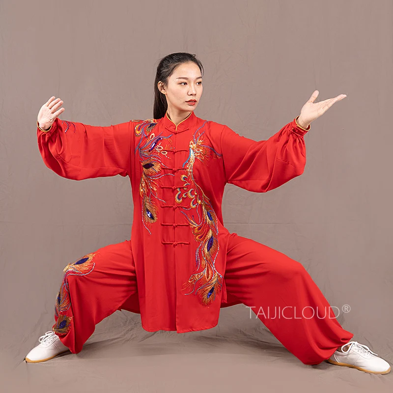

Unisex Mid-Length Taichi Competition Wear Phoenix Embroidered Martial Arts Suit Flow Silhouette Breathable Kung Fu Uniform