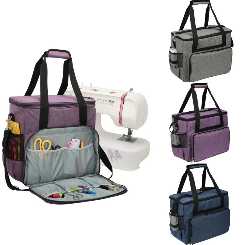 

Large Sewing Machine Carry Case Trolley Bag with Multiple Storage Pockets Portable Travel Organizer for Quilting Tailor Craft