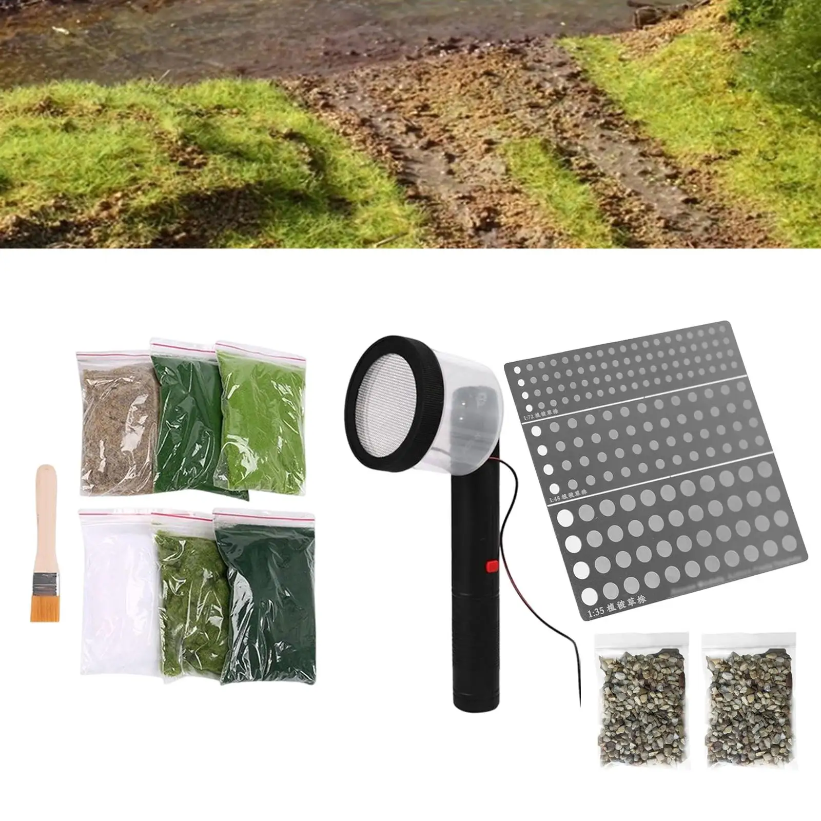 

Electrostatic Flocking Machine Static Grass Applicator Kit for Scenic Architecture Model DIY Layout Builds Modelling Sand Table