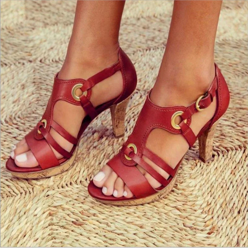 Woman Shoes Plus Size 35-43 Summer Fashion Roman Open Toe Heels Outdoor Leisure Sandalias De Mujer Comfortable Gladiator Sandals