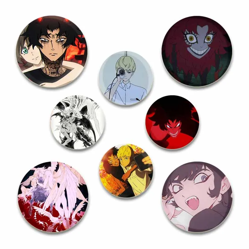 58/44/32mm Anime Devilman Crybaby Creative Badge Tinplate Soft Button Pins Brooches for Backpack Accessories Gifts