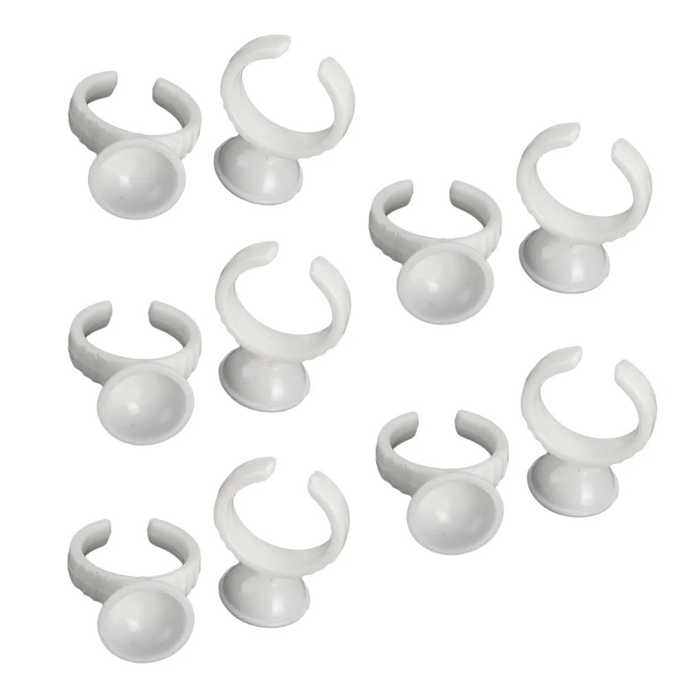 100Pcs Disposable Tattoo Rings Cups Ink Ring Holder Clear Pigment Container Eyebrow Makeup Lash Extension Glue Tool