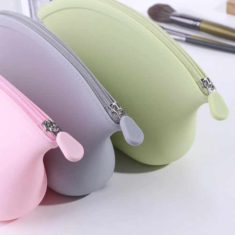 المحمولة مقاوم للماء حقيبة مستحضرات التجميل سيليكون لون الحلوى سستة غسل حقيبة التخزين توفير المساحة متعددة الوظائف يشكلون الحقيبة النساء #5