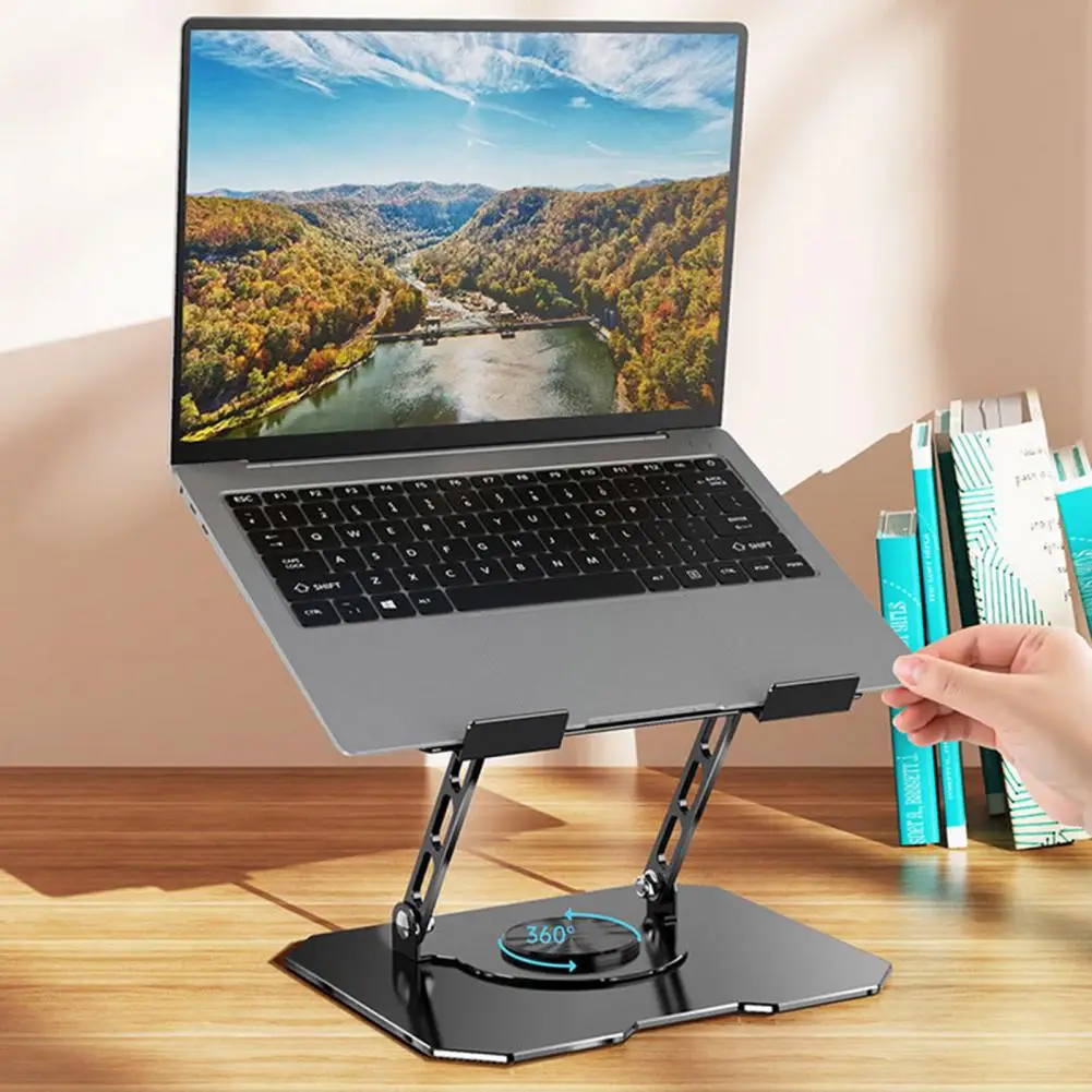 Soporte de ordenador portátil con Base de rotación de 360 grados, placa de acero al carbono, ángulo de altura ajustable, diseño plegable