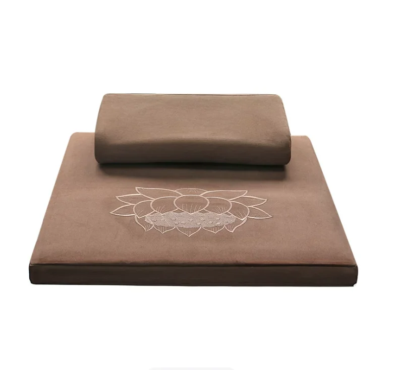 Oriental Suzhou Embroidery Lotus Raised Zafu Zen Meditation Cushion Extra Thick Large Anti-slip Sitting Pouf for Indoor Yoga