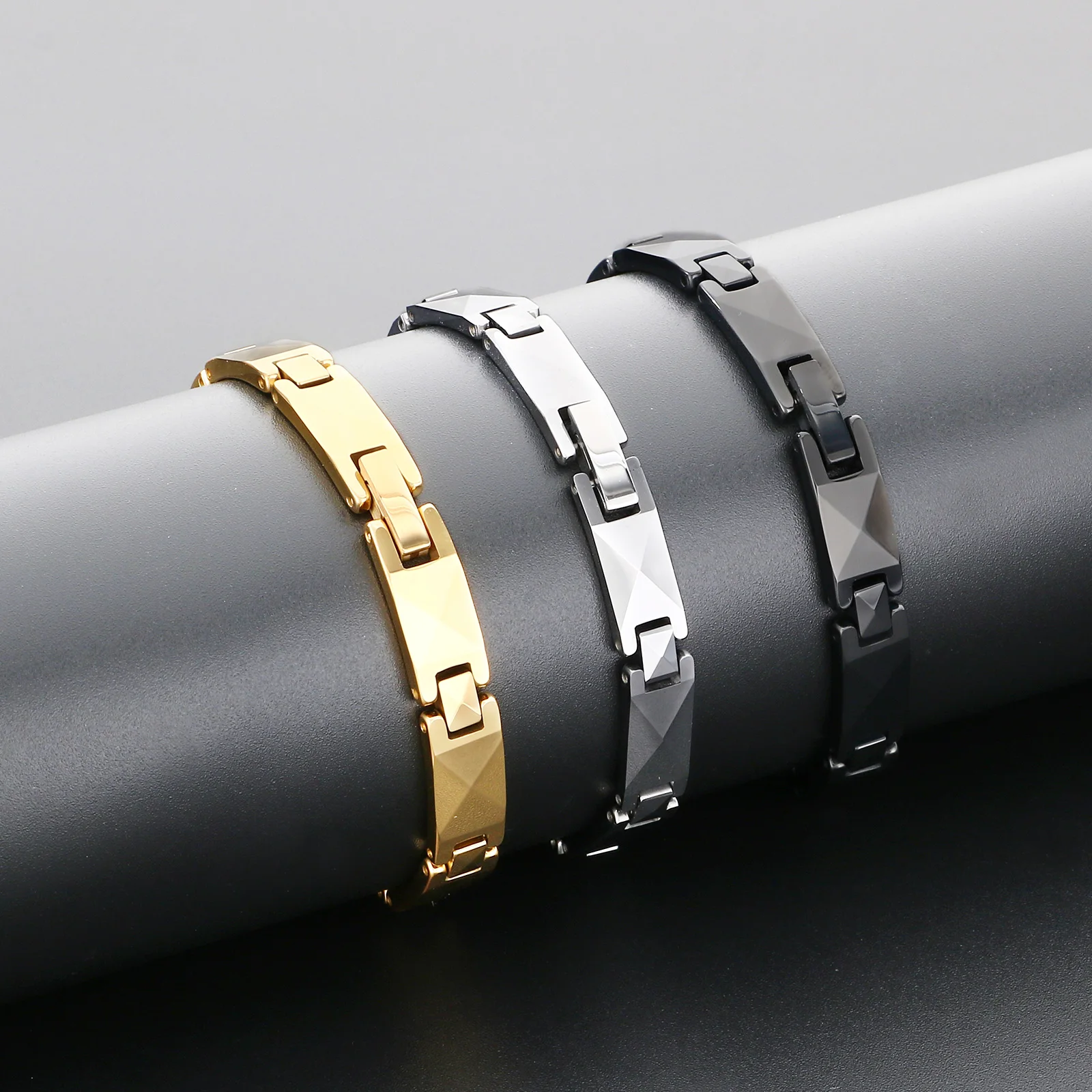 Gold Color High Polished Heavy Tungsten Steel Bracelet Unisex Link Chain Hand Bracelet Men's Jewelry Women's Fashion Accessory
