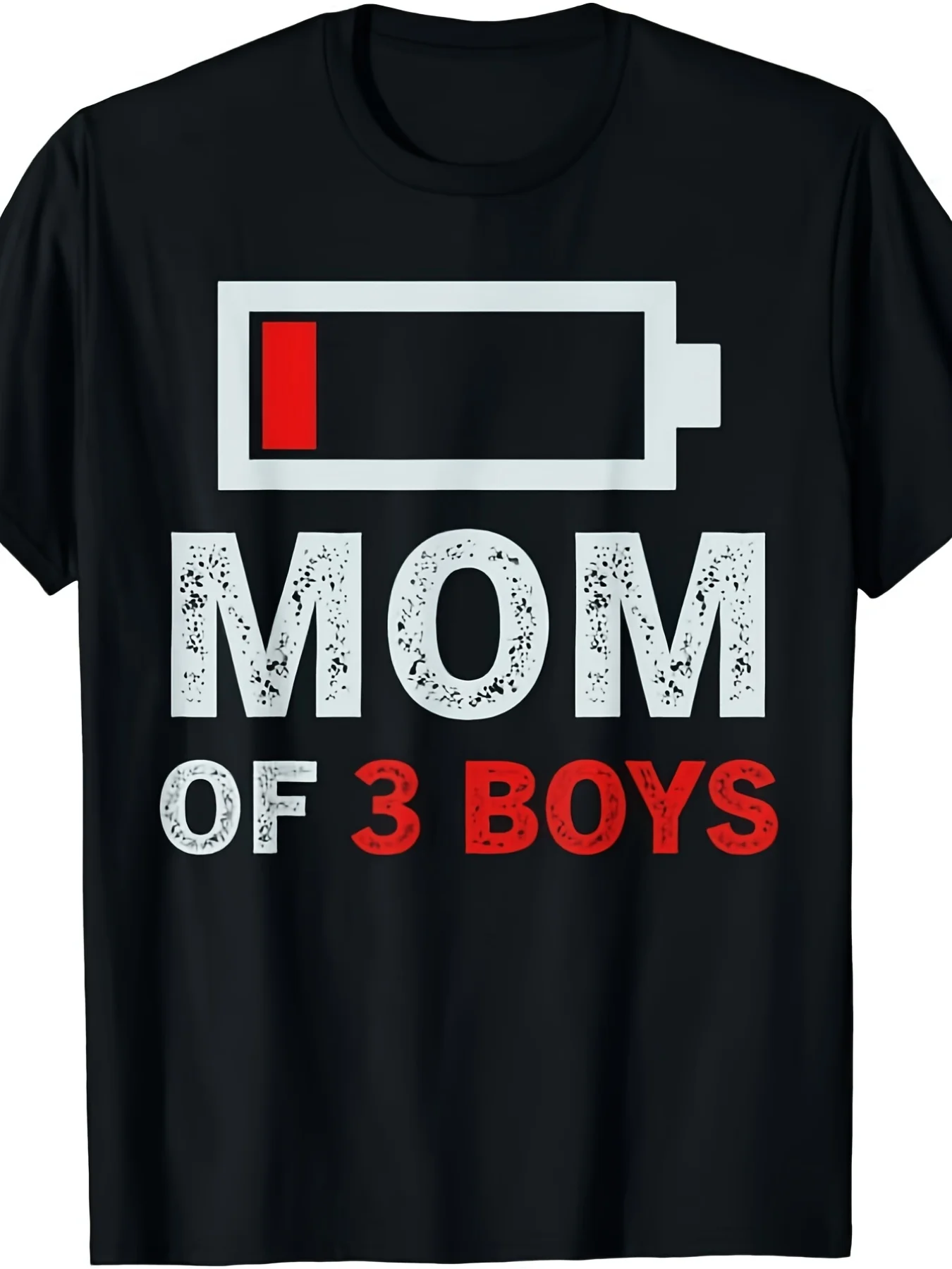 Mom Of 3 Boys T-Shirt - Funny Mother's Day Birthday Gift From Son - And Men's Graphic Tee - Heavyweight 220GSM Shirt - With Red