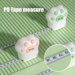 Cm/Inch Cute Cat Paw Shaped PU Tape Measure Mini Portable One-click Retract Soft Ruler for Human Body Chest Waist Hips Measure