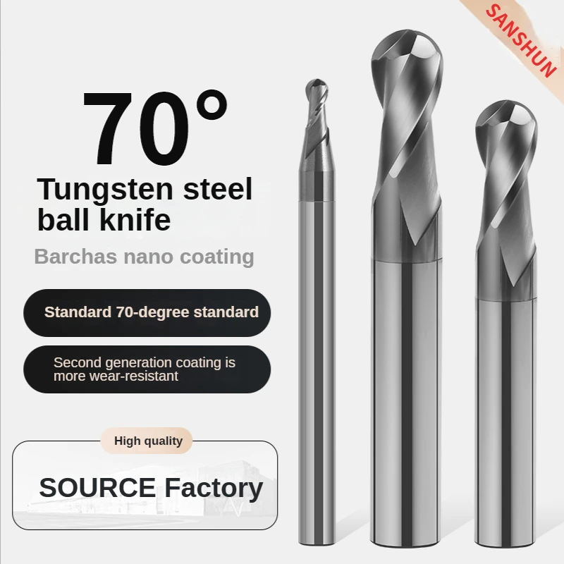 

Milling cutter HRC70 ball head alloy nano coating tungsten steel tool CNC machining wholesale hard alloy ball cutter R1 tools