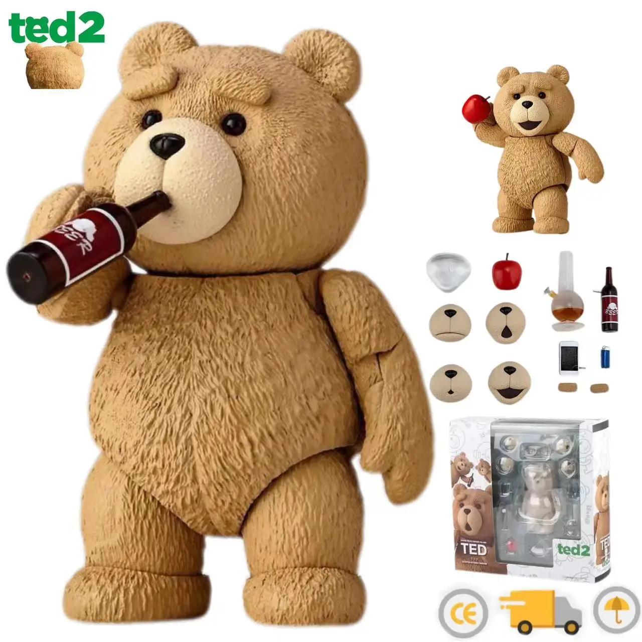 

Ted 2 Figure Bjd Ted Teddy Bear Action Figure Amazing Yamaguchi Revoltech No.006 Teddy Brick Figure Gk Movie Model Doll Toy Gift