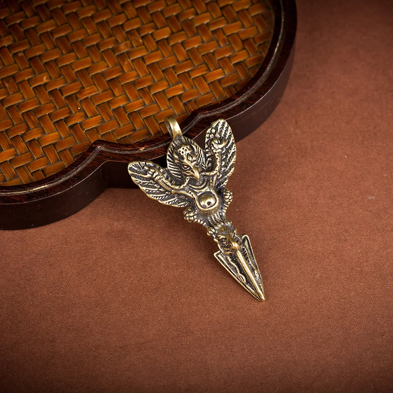 Brass Flying Eagle King Kong Monster Subduing Club Hanging Ornament Pendant Ornament Car Key Ring Protective Copper Vajra Pestle