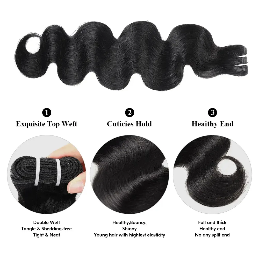 1B/613 Blonde Body Wave Bundles Human Hair 16A Brazilian Virgin Human Hair 240g Highlight Style Skunk Stripe Hair Quicky Weave Sew In - view 5