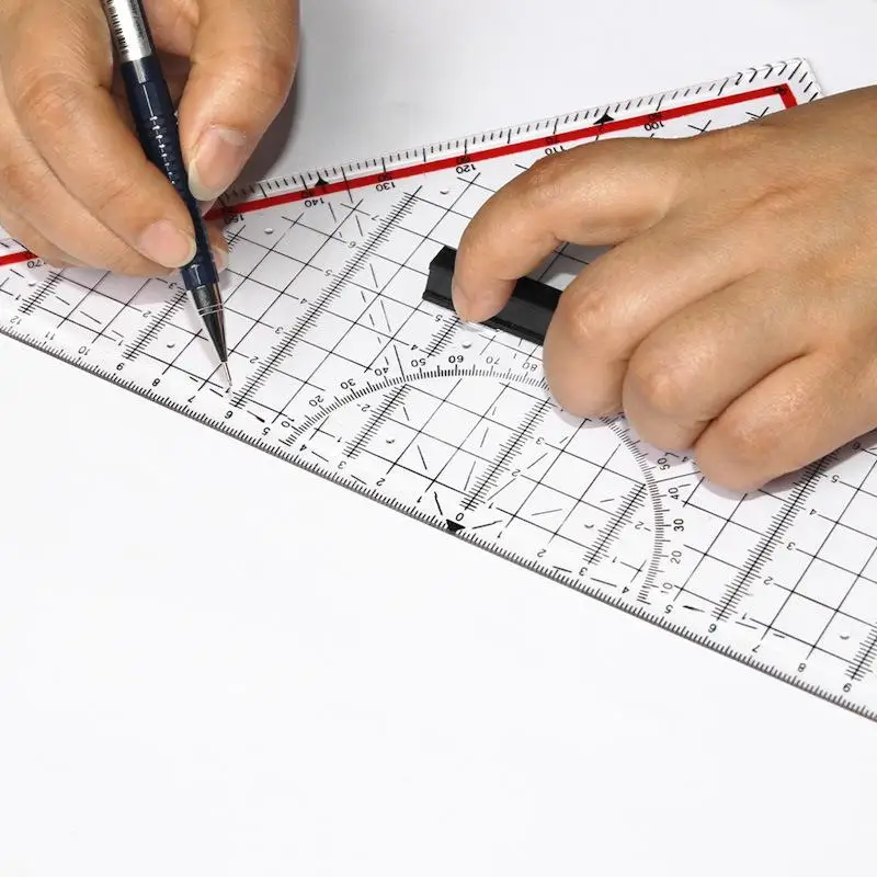 

20CM Drawing Triangle Ruler Multi-function Drawing Design Ruler with Handle Protractor Measurement Ruler Stationery