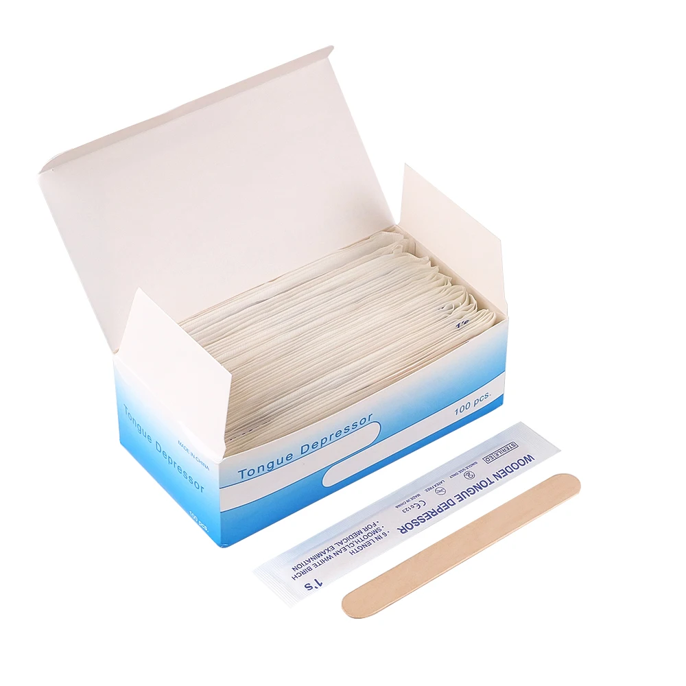 JUNM 100PCS Disposable Wooden Tongue Depressor Individually Packaged for Tattoo Body Waxing And Hair Removal
