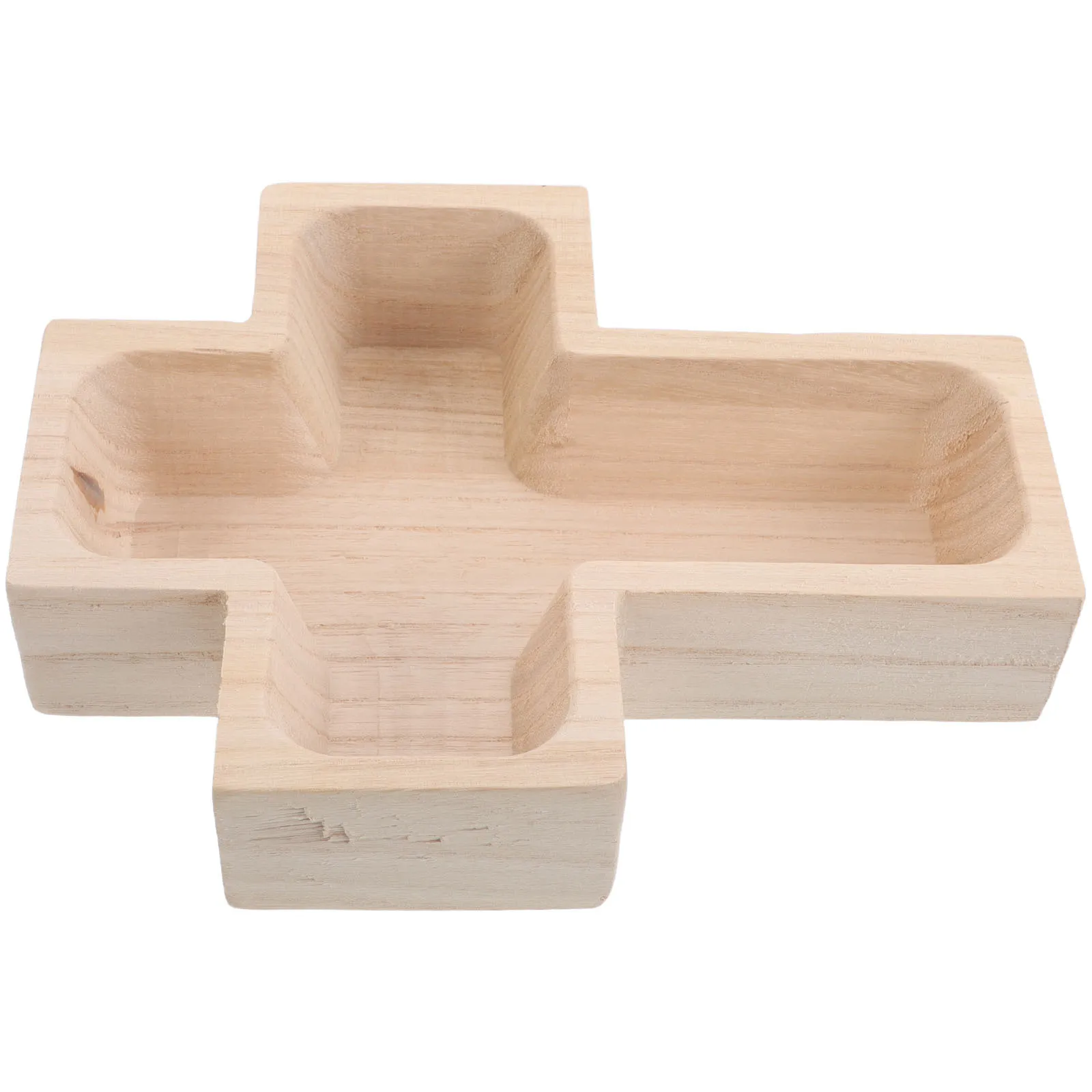 

Cross Shaped Wooden Bowl Vintage Serving Tray Rustic Snack Fruit Nut Plate Centerpiece Home Kitchen Party Decorative Food