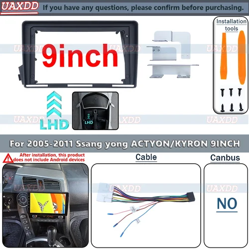 SSANG YONG ACTYON-REPRODUCTOR LHD para Android, Radio Estéreo, arnés, pantallas, tablero de navegación, cables, Marco, canbus, 2005-2011