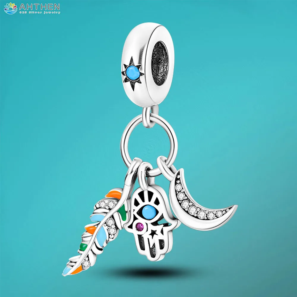 

Ahthen 925 Sterling Silver Beads Eye of Omniscience Dangle Charm fit Original Pandora Bracelets for Women DIY Jewelry Making