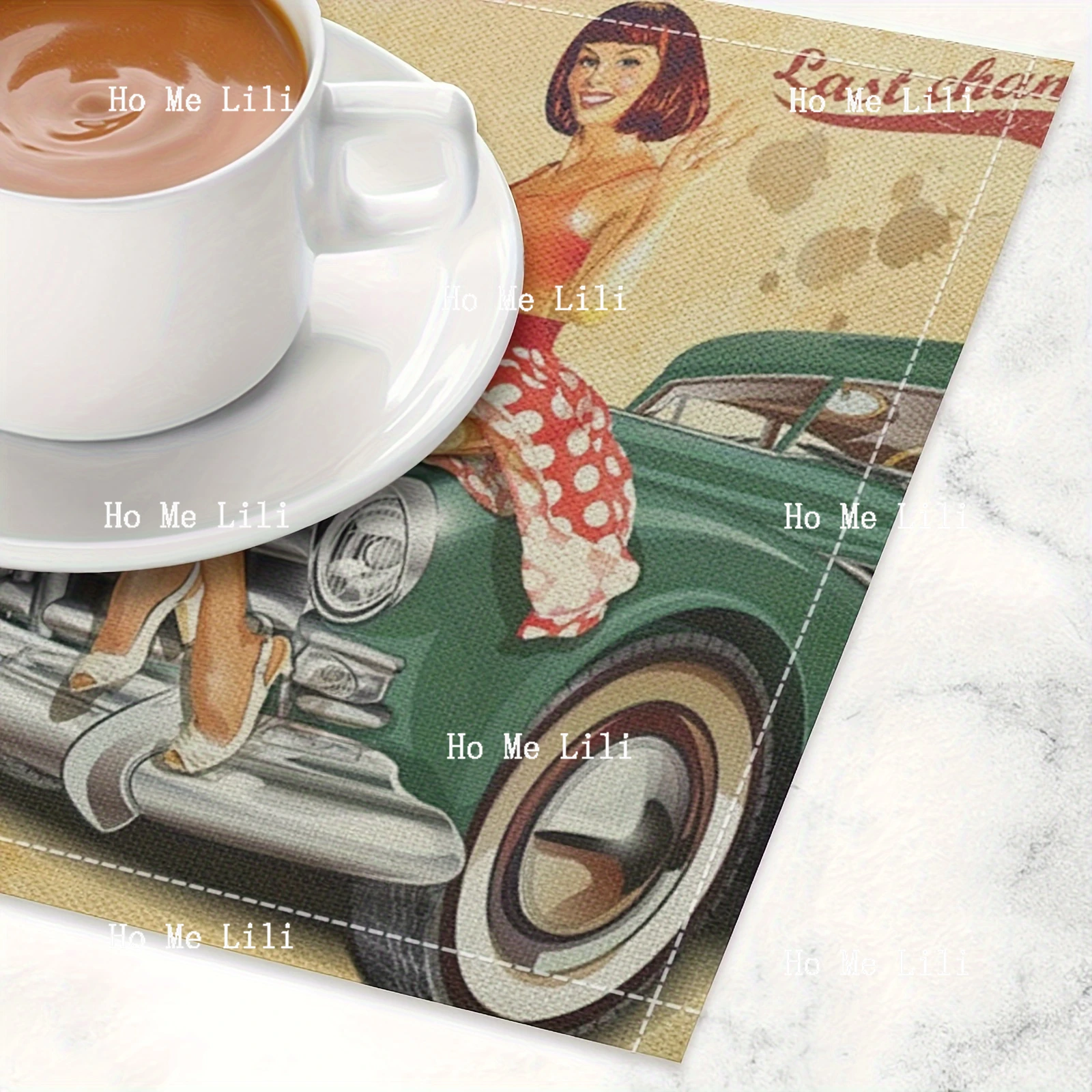 Route 66 Retro Diner Place Mats Classic Americana Design Durable Washable Perfect For Home Office Or Cafe Decor